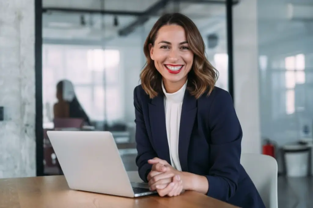 Professional Portrait Of A Smiling Woman In Office 1024x683